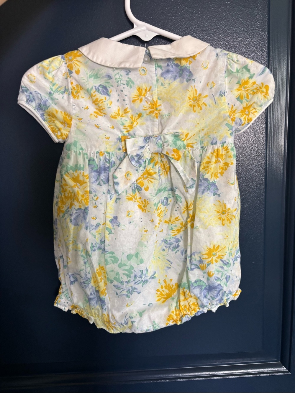 Janie and Jack Yellow Floral Short-Sleeve Romper with Bow